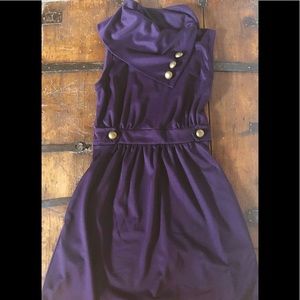 Faith & joy fit and flare purple dress w/ buttons